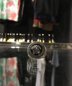 VERSACE BLACK AND SILVER RING