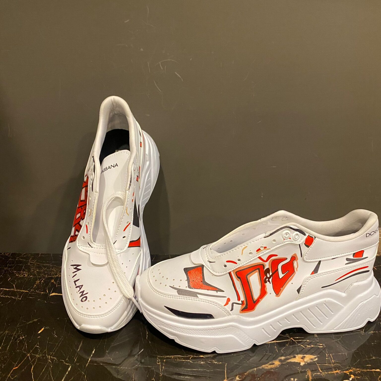 DOLCE & GABBANA WHITE & RED SNEAKERS