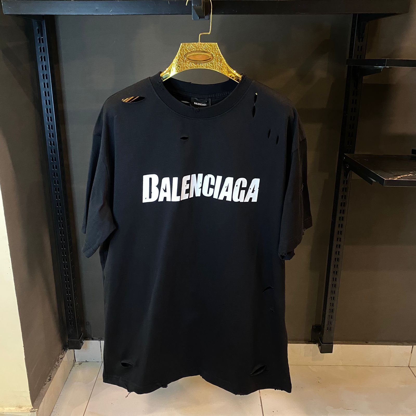 Balenciaga Ripped Oversize Logo Tee in Turquoise Cotton ref491455  Joli  Closet