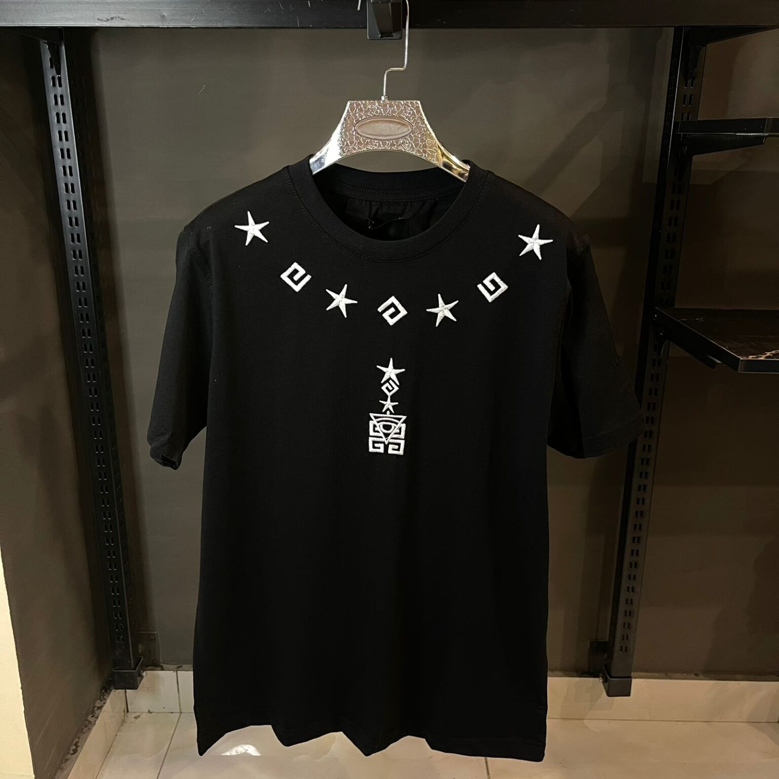 GIVENCHY BLACK TSHIRT STARS EMBROIDERED