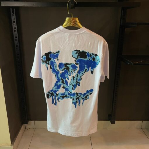 LOUIS V WHITE TSHIRT BLUE PRINT FRONT & BACK - Image 2