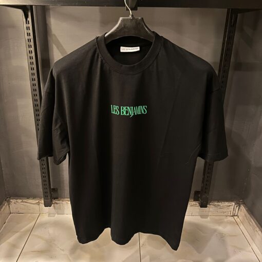 LES BENJAMINS BLACK TSHIRT GREEN PRINT