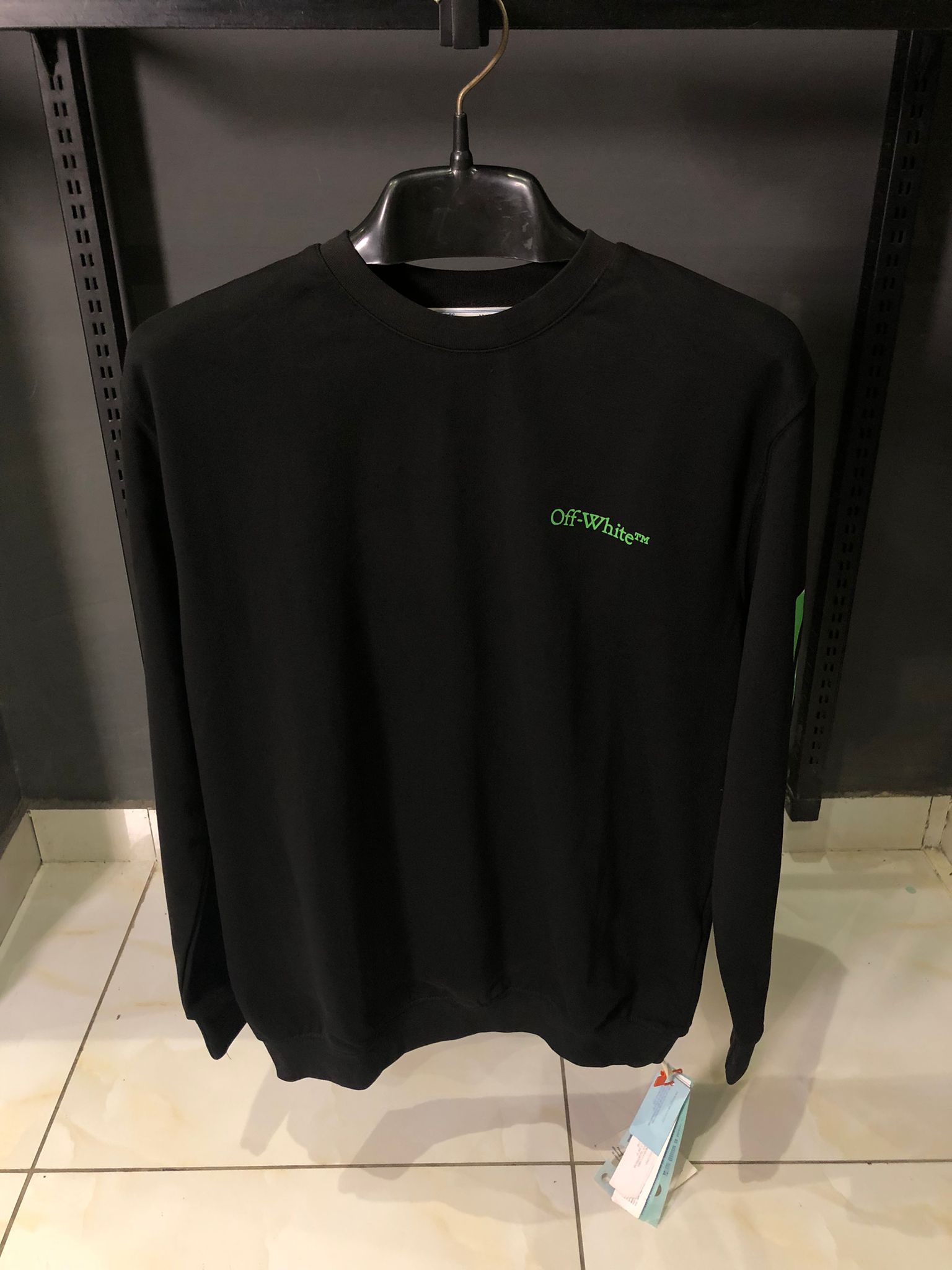OFFW Black Sweatshirt Green Print