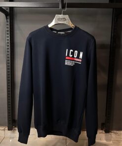 DSQ BLUE SWEATSHIRT RED AND WHITE PRINT