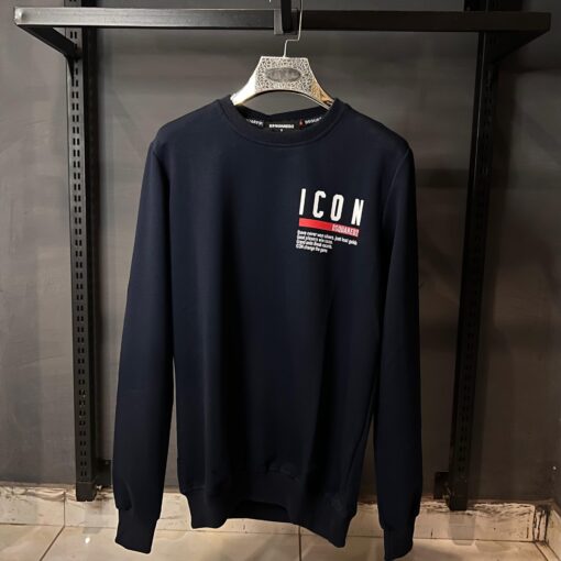 DSQ BLUE SWEATSHIRT RED AND WHITE PRINT