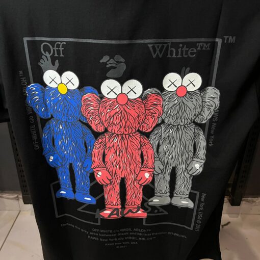 OFFW BLACK TSHIRT MULTI KAWS PRINT - Image 2