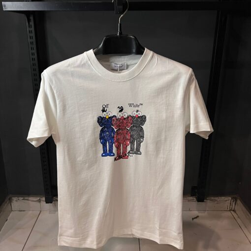 OFFW TSHIRT WHITE MULTI KAWS PRINT