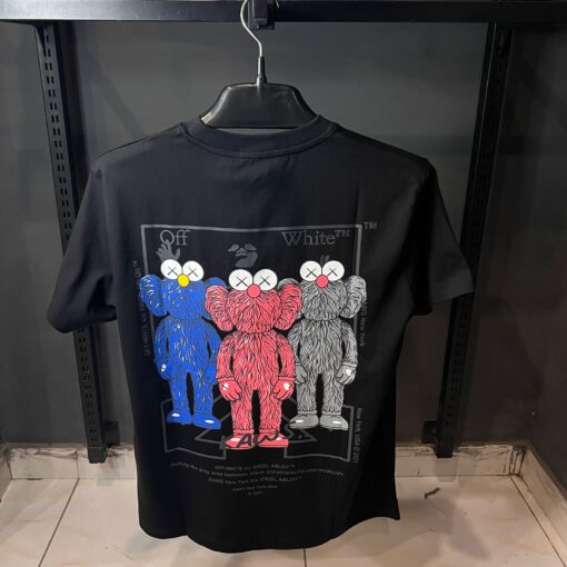 OFFW BLACK TSHIRT MULTI KAWS PRINT - Image 3