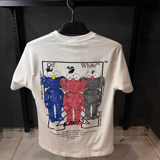 OFFW TSHIRT WHITE MULTI KAWS PRINT - Image 2