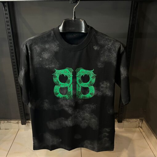 BB BLACK TSHIRT GREEN PRINT