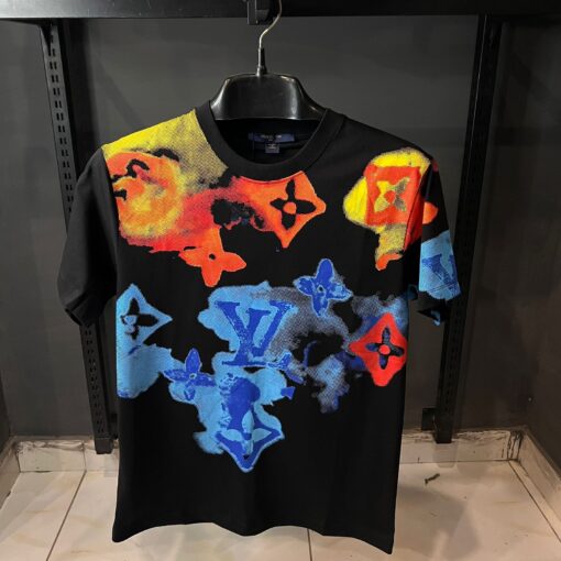 LOUIS V BLACK TSHIRT MULTI PRINT