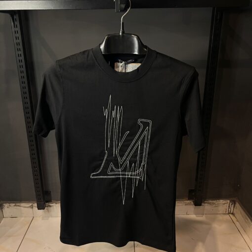 LOUIS V BLACK TSHIRT WHITE THREAD