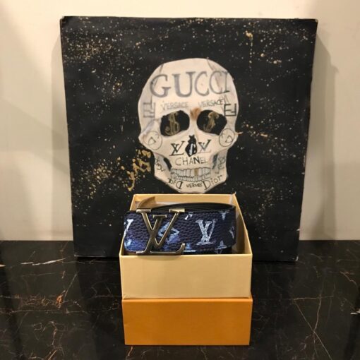 LOUIS V GOLDEN BUCKLE BLUE BELT