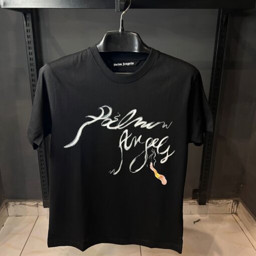 PA BLACK TSHIRT WHITE RED PRINT