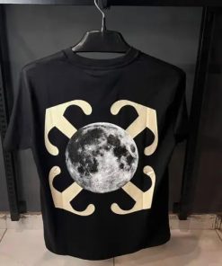 OFFW WHITE BLACK TSHIRT MOON PRINT