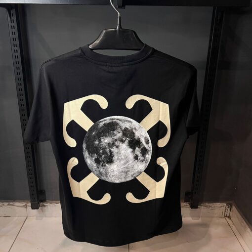 OFFW WHITE BLACK TSHIRT MOON PRINT - Image 2
