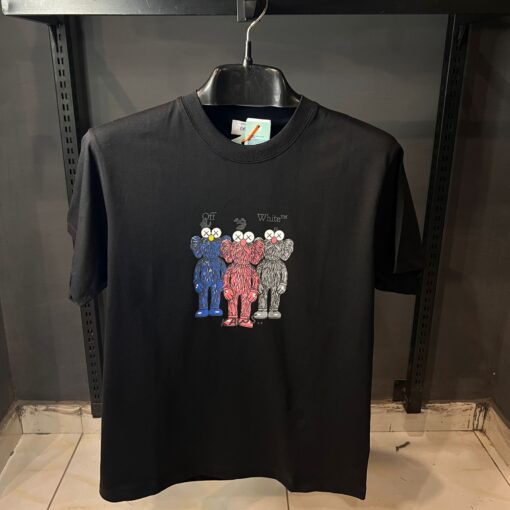 OFFW BLACK TSHIRT MULTI KAWS PRINT
