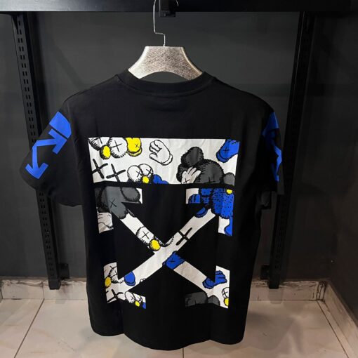 OFFW BLACK TSHIRT WHITE BLUE KAWS PRINT - Image 2