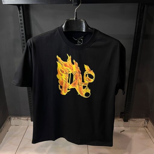 PA BLACK TSHIRT FIRE PRINT