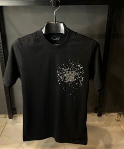AR Black T Shirt Grey Logo Print Front Back