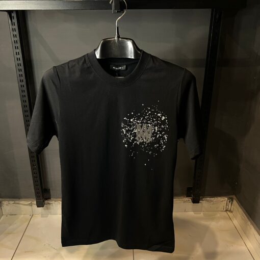 AR Black T Shirt Grey Logo Print Front Back