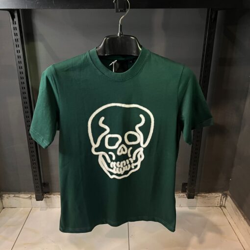 GV GREEN OVER SIZED TSHIRT WHITE SKUL PRINT