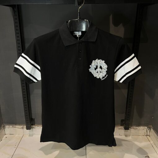 DR BLACK POLO WHITE PRINT ARMS