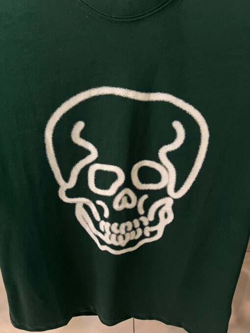 GV GREEN OVER SIZED TSHIRT WHITE SKUL PRINT - Image 2