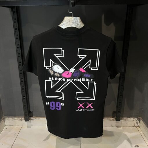 OFFW KAWS As Soon As Possible 99 Black Crewneck T-Shirt - Image 3