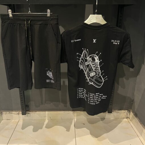 Louis V Trainers Pattern Logo Effect Short Set - Image 2