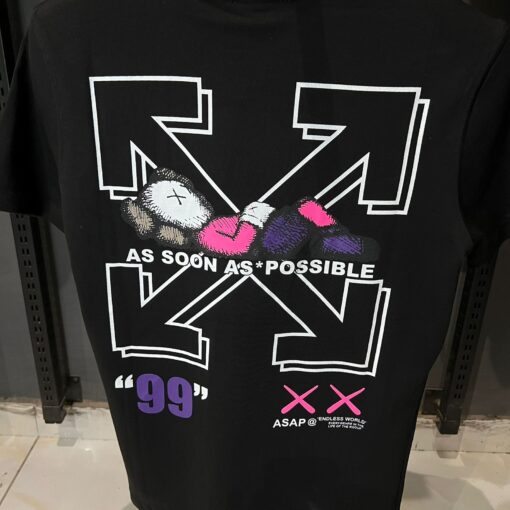 OFFW KAWS As Soon As Possible 99 Black Crewneck T-Shirt - Image 2
