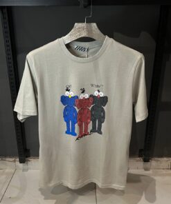 OFFW Kaws Printed Cotton Summer Gray T Shirt