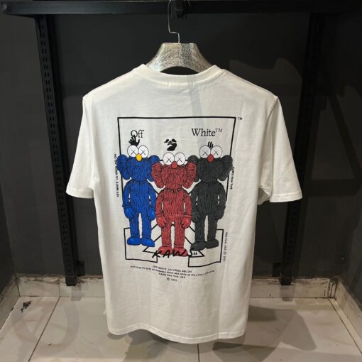 OFFW Kaws Printed Cotton Summer White T-Shirt - Image 2
