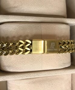 Alternative view of New AP style Men Cuban Link Chain Bracelet Shiny Rhinestone Inlaid Bangle Jewelry