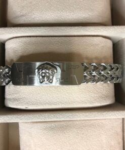 VR Men  stainls steel silver bracelet