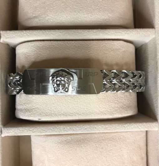 VR Men  stainls steel silver bracelet