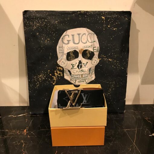 LOUIS V BLACK BELT WITH GOLDEN BUCKLE