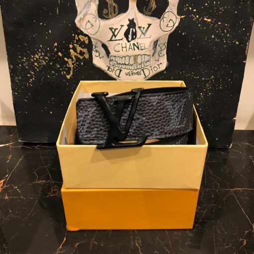 LOUIS V BLACK GRAY BLACK BUCKLE BELT - Image 2