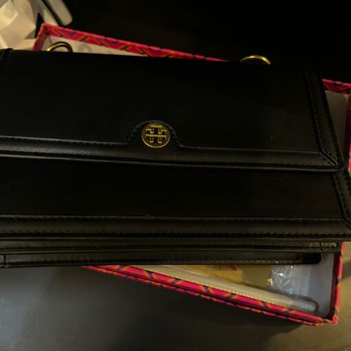 TORY BURCH T Monogram Leather Shoulder Bag in Black - Image 6