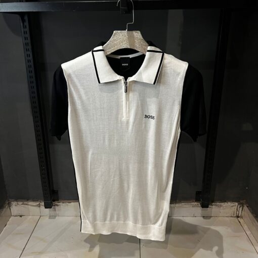 HU BOSS COTTON KNITTED POLO