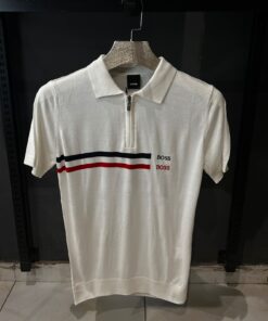 BOSS Men's Iconic Stripe Cotton Short-Sleeve Collar Shirt
