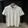 AX logo tipped collar and cuff zip neck pique polo in off white