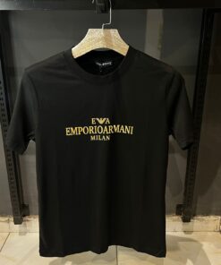 AX Mens Gold Chest Logo T Shirt Black