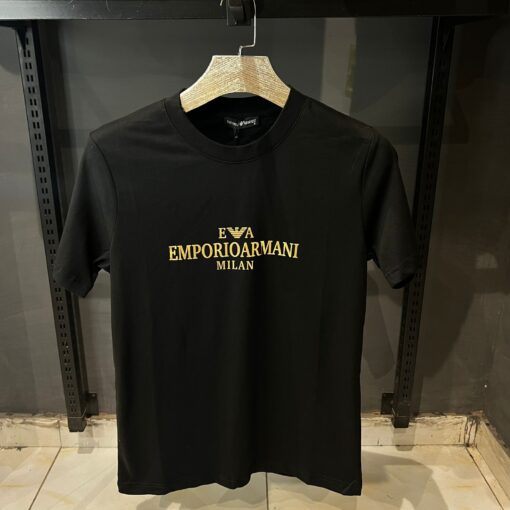 AX Mens Gold Chest Logo T Shirt Black