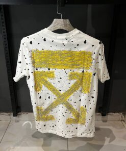 Alternative view of OFFW paint splatterd black dots cotton mens t-shirt