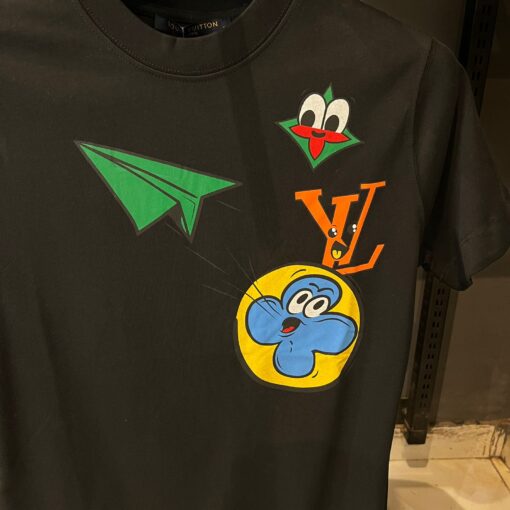 Louis V White Comics Print Imported T Shirt - Image 2