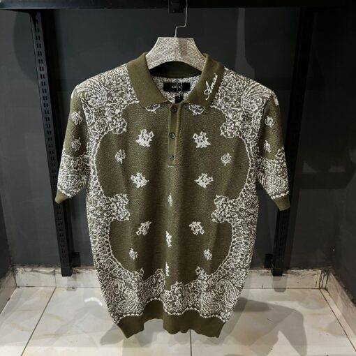 AR knitted- Bandana Short Sleeve Polo Shirt