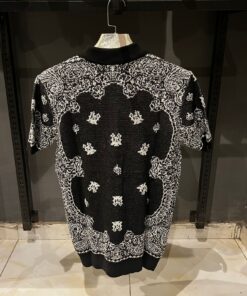 Alternative view of AR Bandana Pattern Knitted Polo Shirt Black White