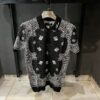 AR Bandana Pattern Knitted Polo Shirt Black White