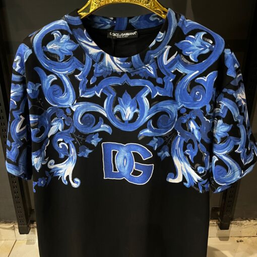 DG Majolica Print Cotton Black T Shirt - Image 2